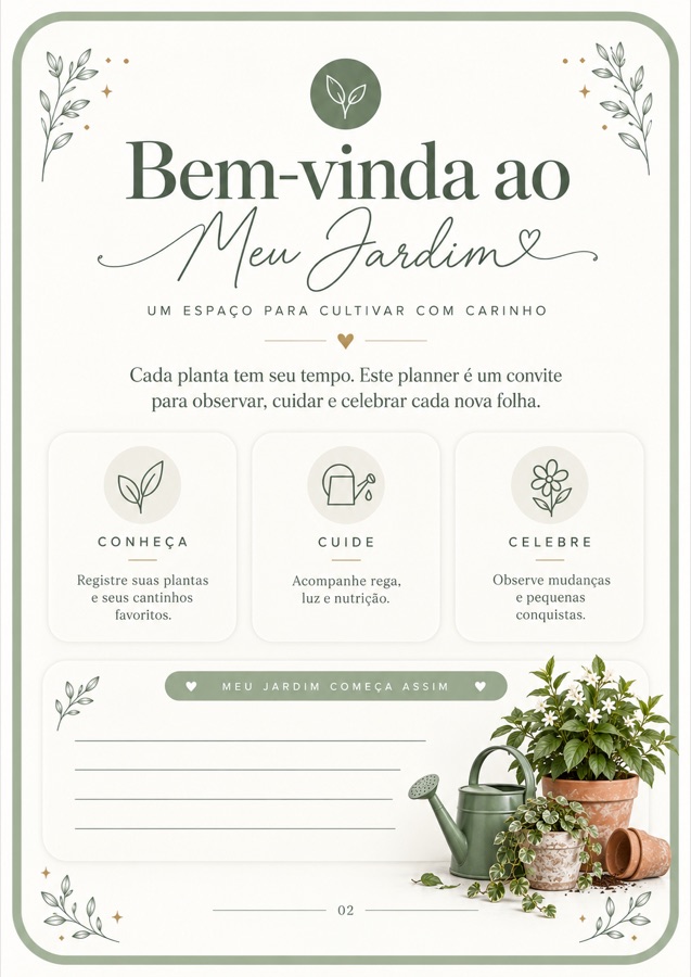 Página interna do Planner do Meu Jardim