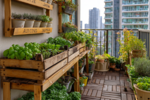O que plantar em cada época do ano em casa: horta com vasos e temperos por estação.