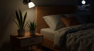 Plantas que liberam oxigênio à noite em ambiente tranquilo e iluminado pela lua.